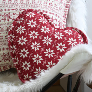 Coussin coeur esprit chalet traditionnel - Rouge