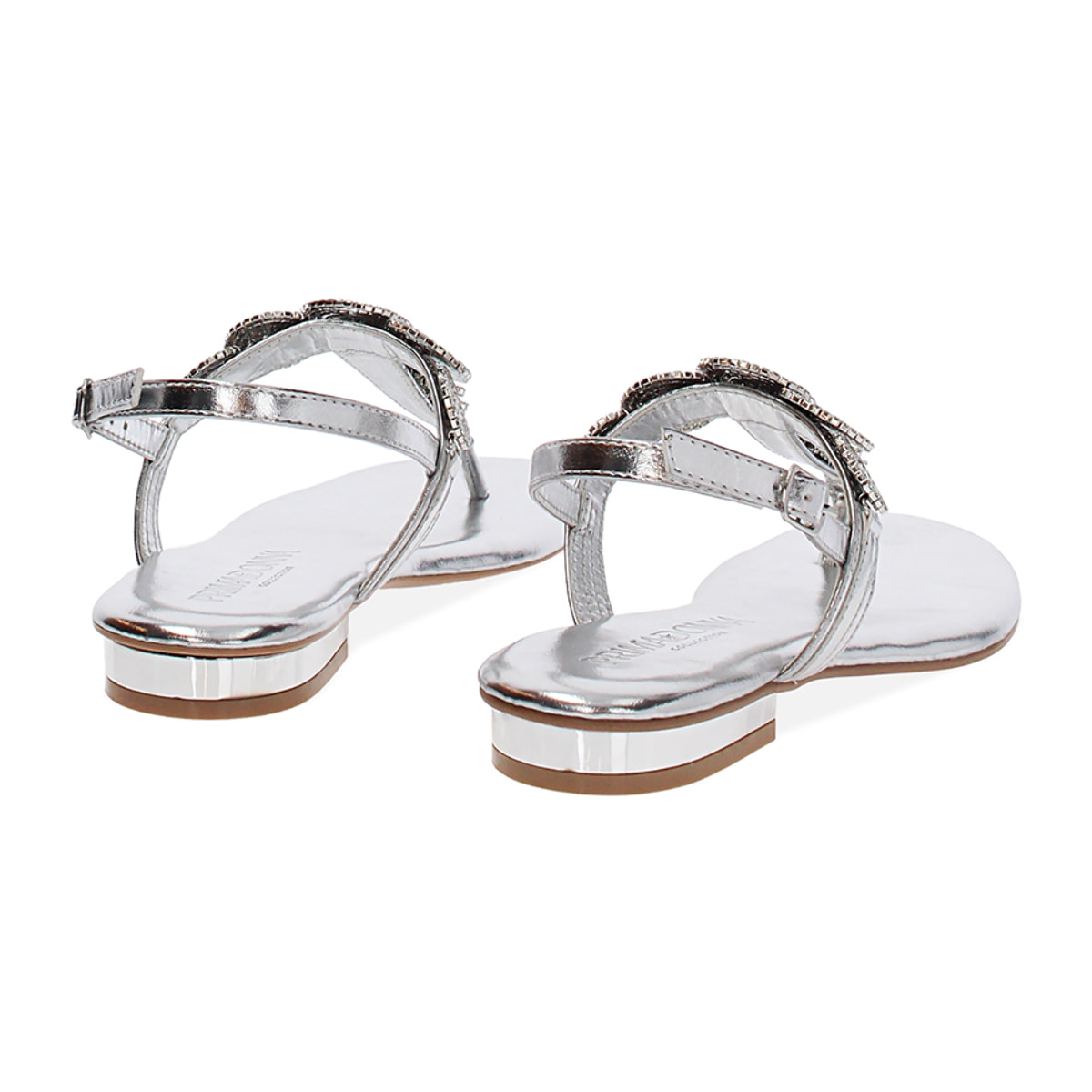 Sandalias planas plata con piedras brillantes