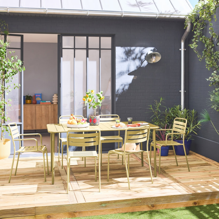 Table de jardin métal + 6 assises AMÉLIA