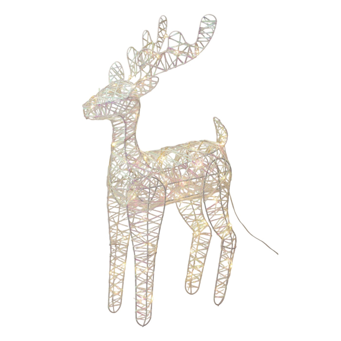 reno luminoso navideño color blanco con 60 luces led 36x14x60cm