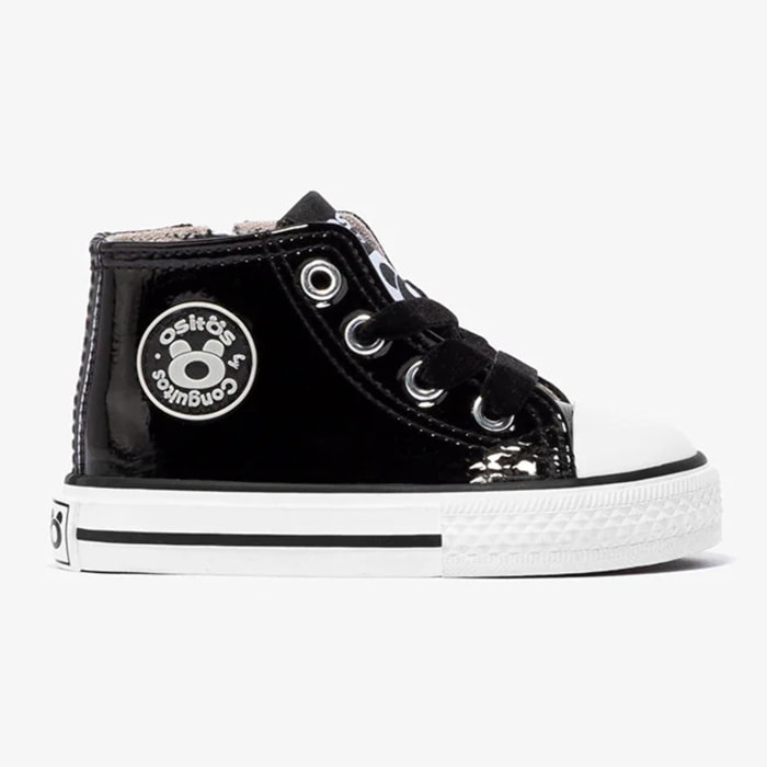 Zapatillas altas de charol negro para bebé