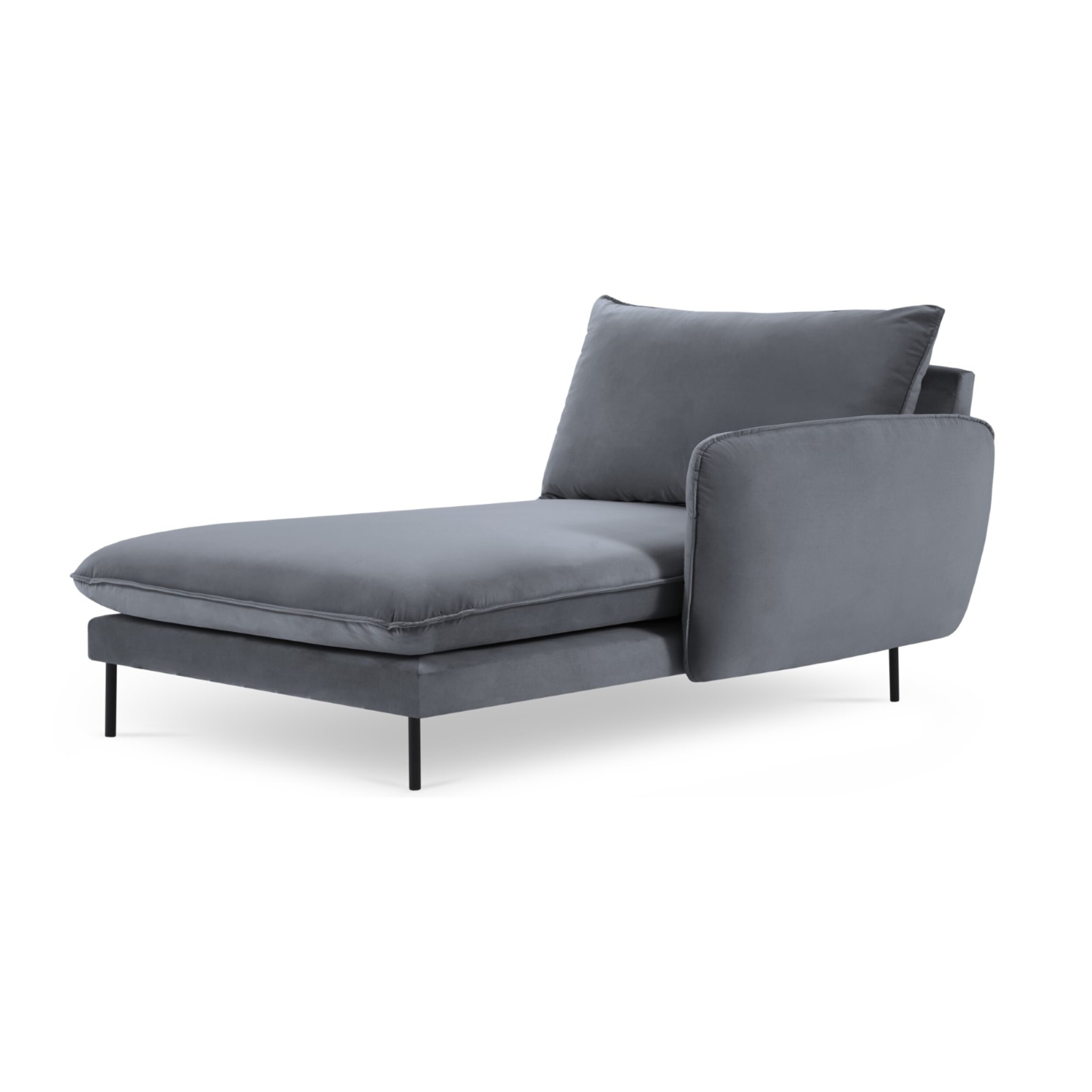 Méridienne droite "Vienna" en velours bleu gris