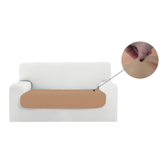 Copridivano Copriseduta Sofà Elasticizzato Smile Tinta Unita Cream