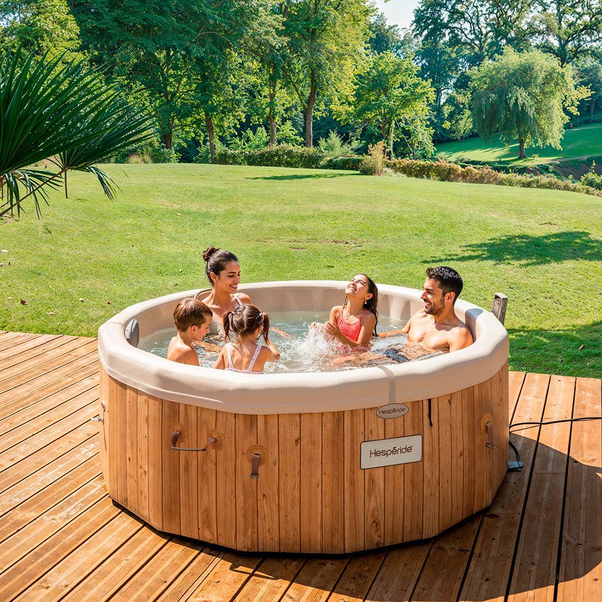 Spa semi rigide 5 à 7 places argile et effet bois