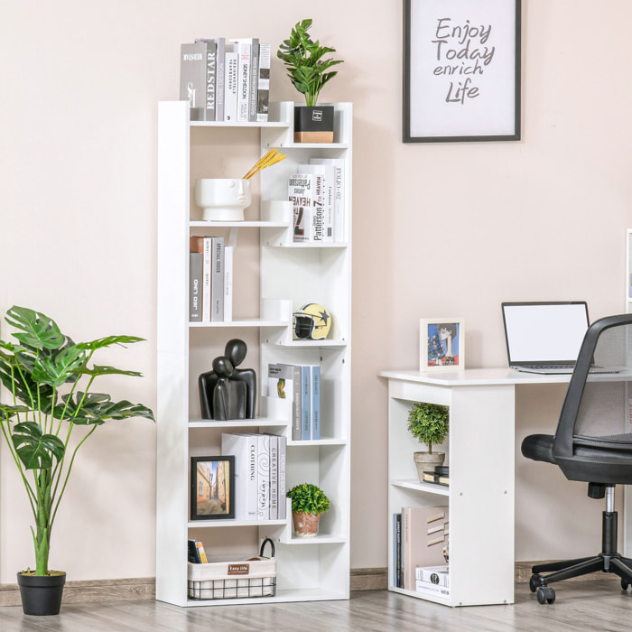 Bibliothèque étagère 6 niveaux design zig zag dim. 60 x 21 x 162,5 cm effet bois blanc