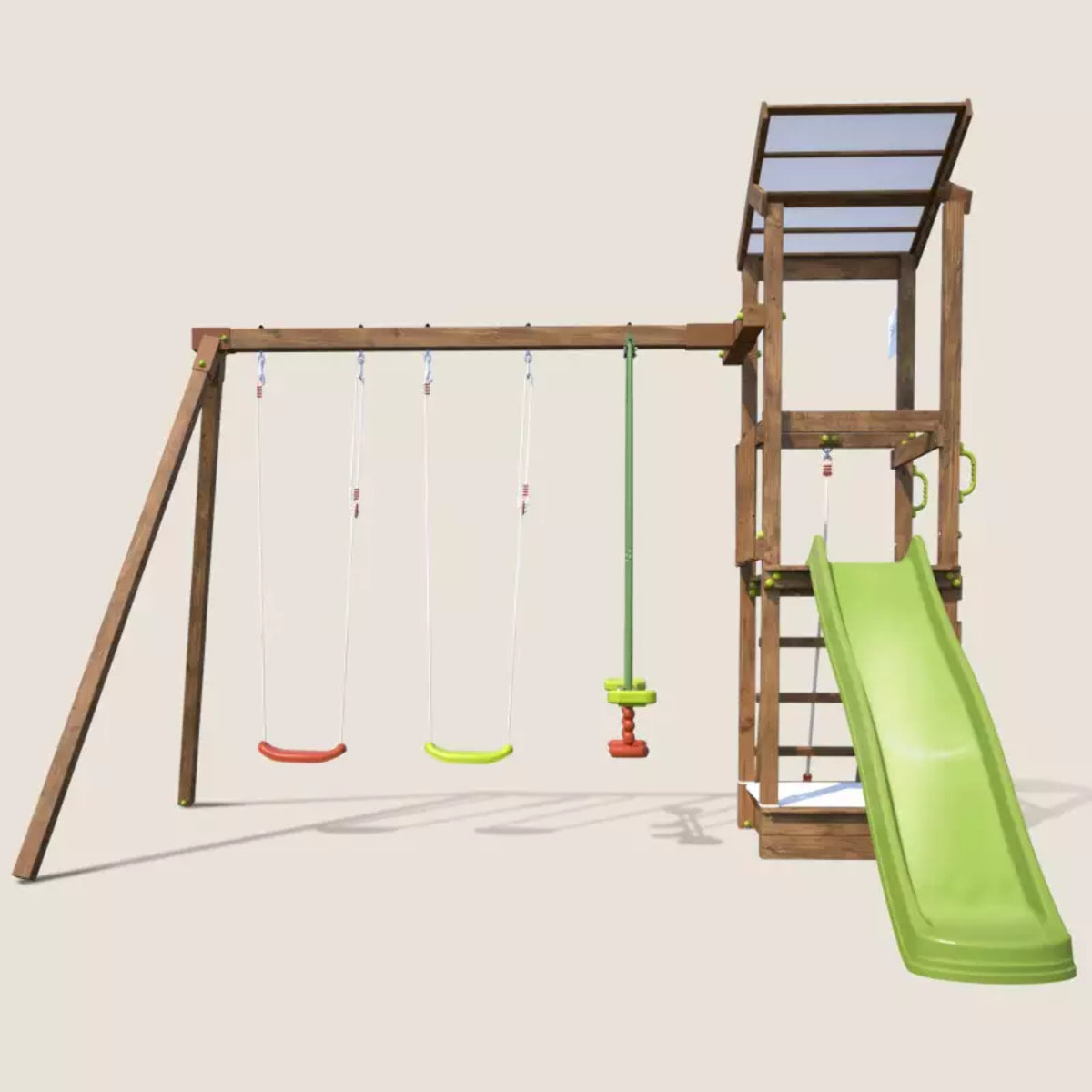 Aire de jeux avec mur d'escalade et portique - HAPPY Swing & Climbing 120