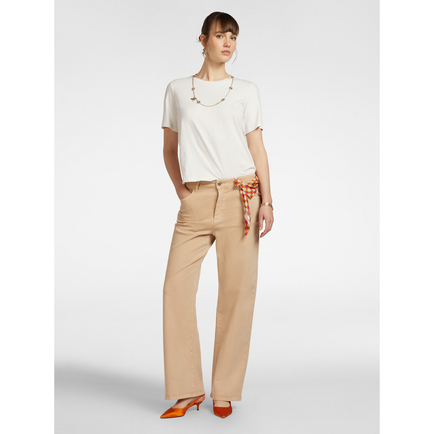 Elena Mirò - T-shirt con collana - Bianco