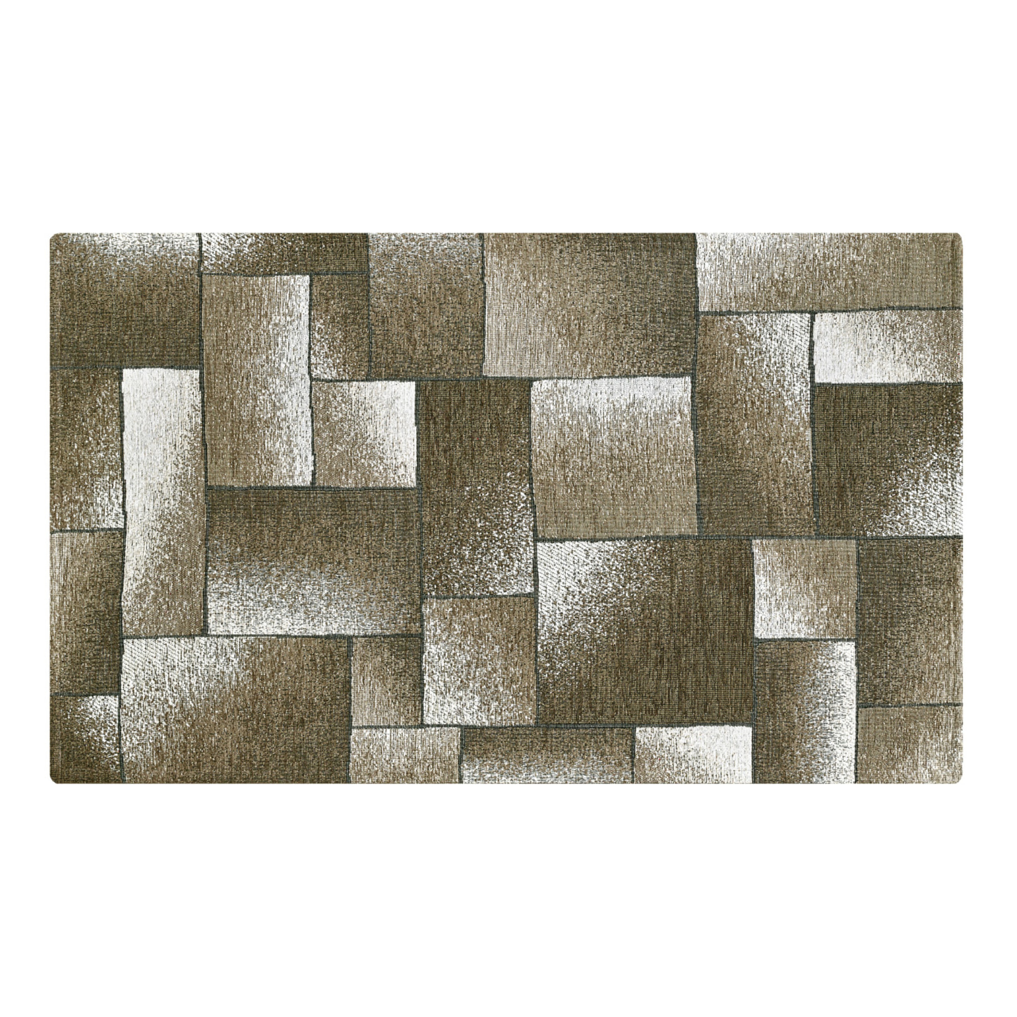 Tappeto Jacquard Ideale Salotto Camera Ingresso Made In Italy Antiscivolo, Lavabile, Morbido Disegno Tetrix Fango By Suardi