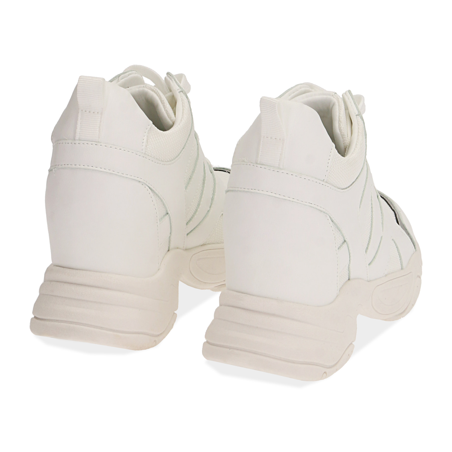 Sneakers blancas, cuña 4 cm