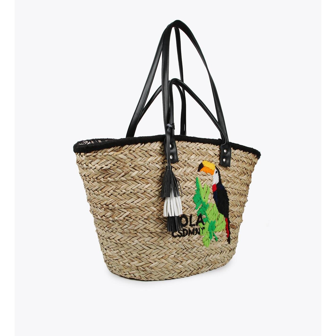 Borsa a cesta tucano ricamato