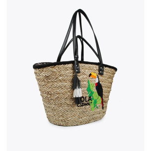 Borsa a cesta tucano ricamato