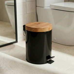 Poubelle à  pédale Acier & Bambou AZA 3L Noir MSV