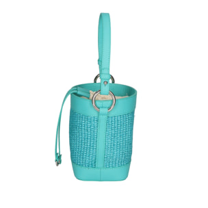 Borsa a secchiello da donna - Modello Alyssa - Pelle & Paglia - 13.0 x 16.0 x 10.0 cm
