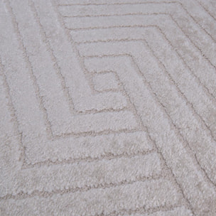 Très grans tapis rond de salon Ø240cm CERNAN Beige, tapis rond ton sur ton moderne