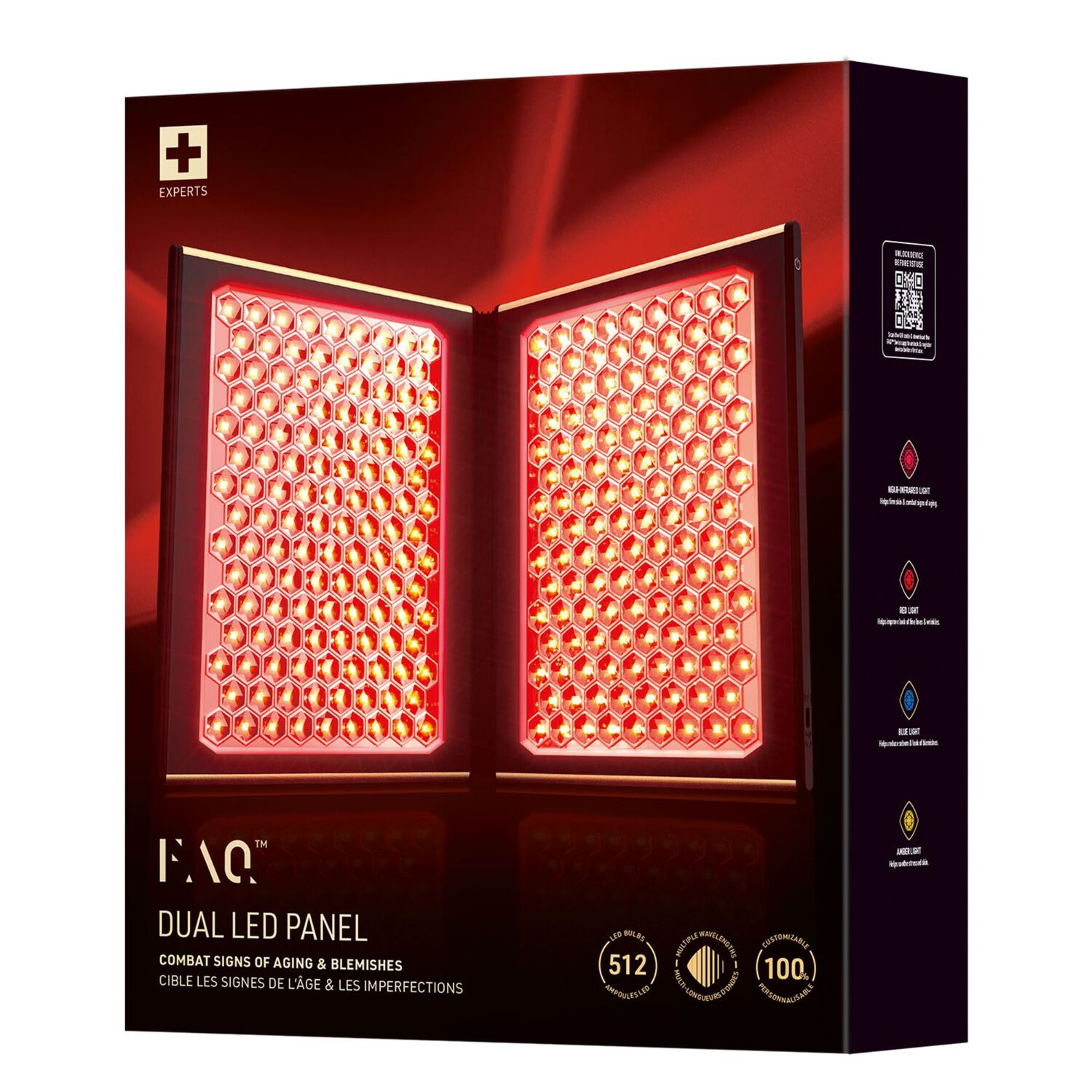 FAQ™ Dual Led Panel - Double Panneau Lumière LED à Spectre Complet et Lumière Infrarouge Visage et Corps