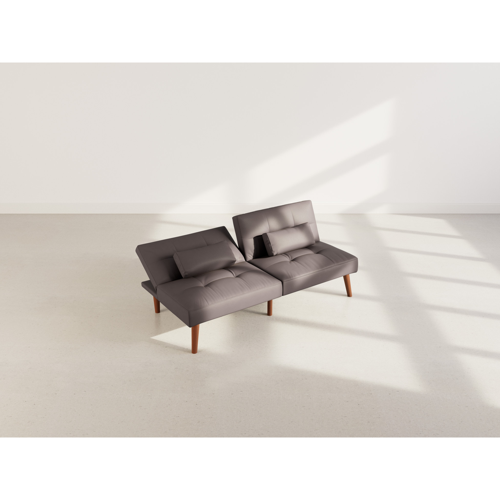 Philae - Canapé convertible clic-clac 2 places - en simili - Marron