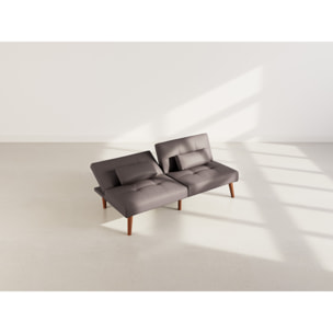 Philae - Canapé convertible clic-clac 2 places - en simili - Marron