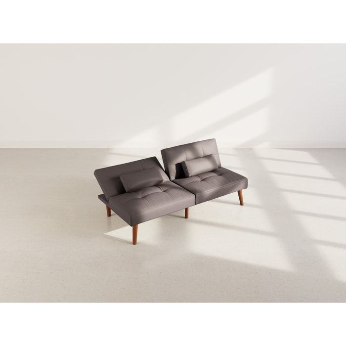 Philae - Canapé convertible clic-clac 2 places - en simili - Marron