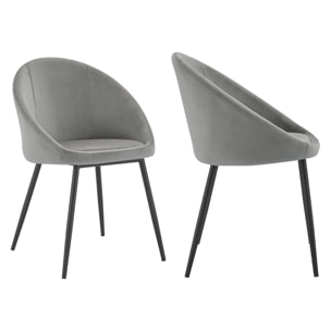 Lot de 2 chaises vintage DIANE velours gris