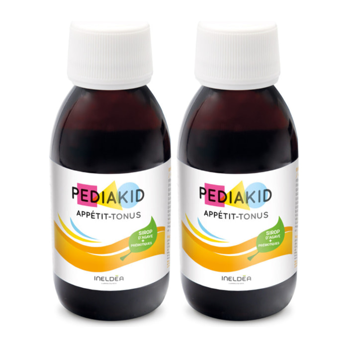 PEDIAKID - Sirop Appétit-Tonus - Complément Alimentaire Naturel - Formule Exclusive au Sirop d'Agave - Stimule l'Appétit - Aide à la Prise de Poids - Lot de 2 flacons de 125 ml