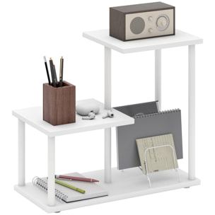 Estantería Efecto Madera Estantería Librería de 3 Niveles Estilo Moderna con Estructura de Metal Estante de Almacenamiento para Escritorio Oficina Cocina 40x20x34,5 cm Blanco