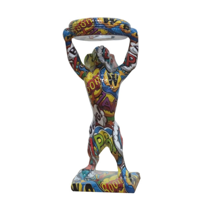 Statuette chien et pneu en résine multicolore H32cm - POPART