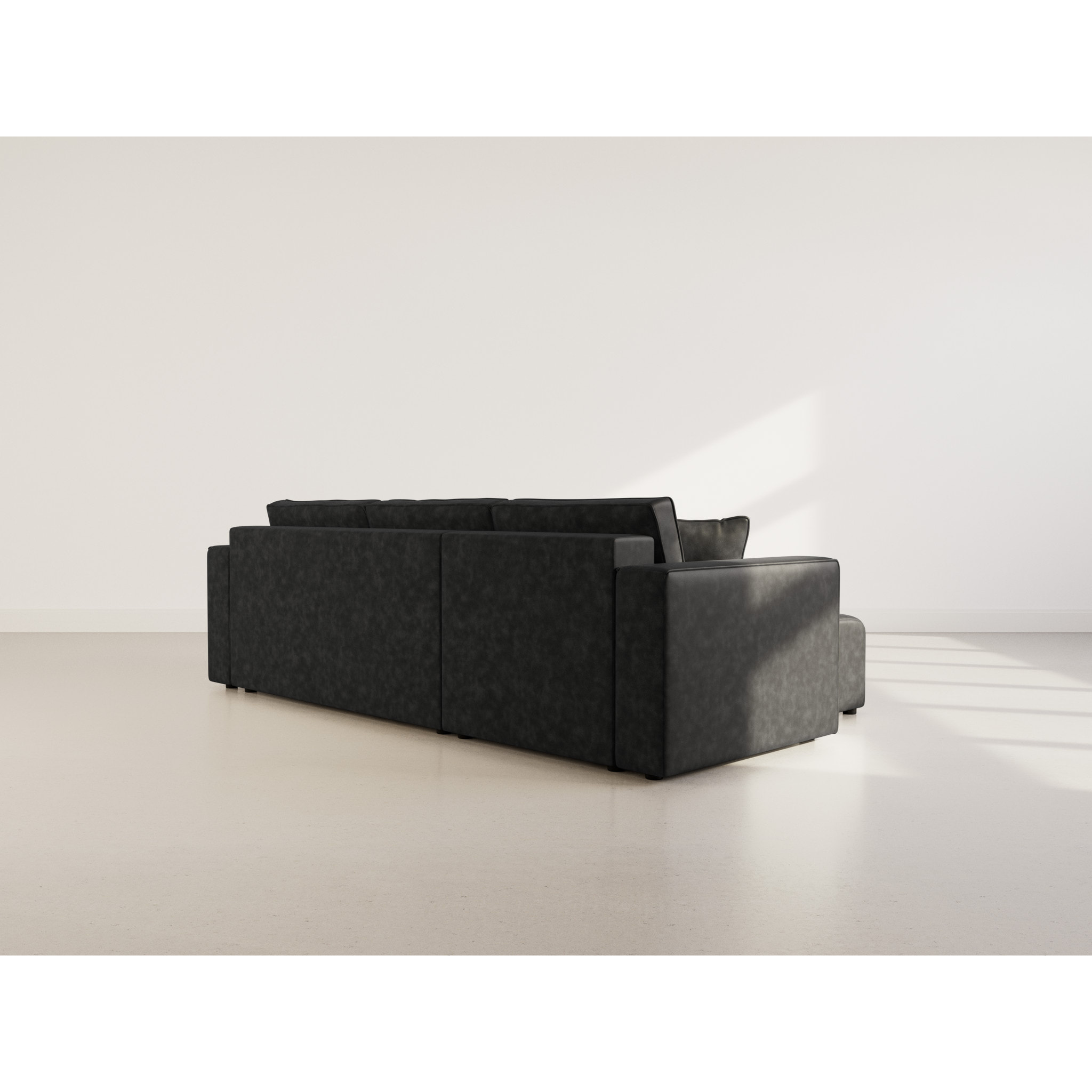 Topaze - canapé d'angle réversible 4 places convertible avec coffre en simili - Noir