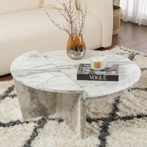 Table basse moderne effet marbre blanc - 2 hauteurs MARFA