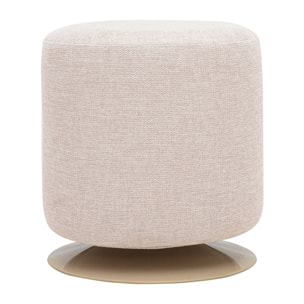 Pouf rond pivotant en tissu effet velours texturé beige et métal D39.5 cm VOLNAY