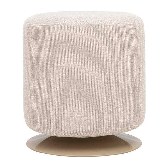 Pouf rond pivotant en tissu effet velours texturé beige et métal D39.5 cm VOLNAY