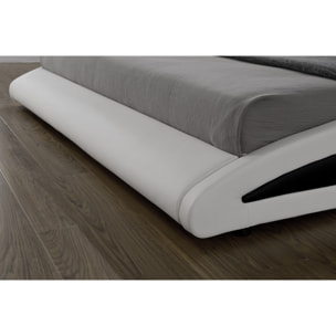 Cadre de lit avec LED 140 x 190 cm en PU blanc TITA