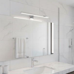 Applique LED 30 cm Da 5.4 Watt in ABS Cromato Luce Fredda 6000K IP44 Installazione su Bordo Specchio Illuminazione Uniforme Anti Riflesso Argento