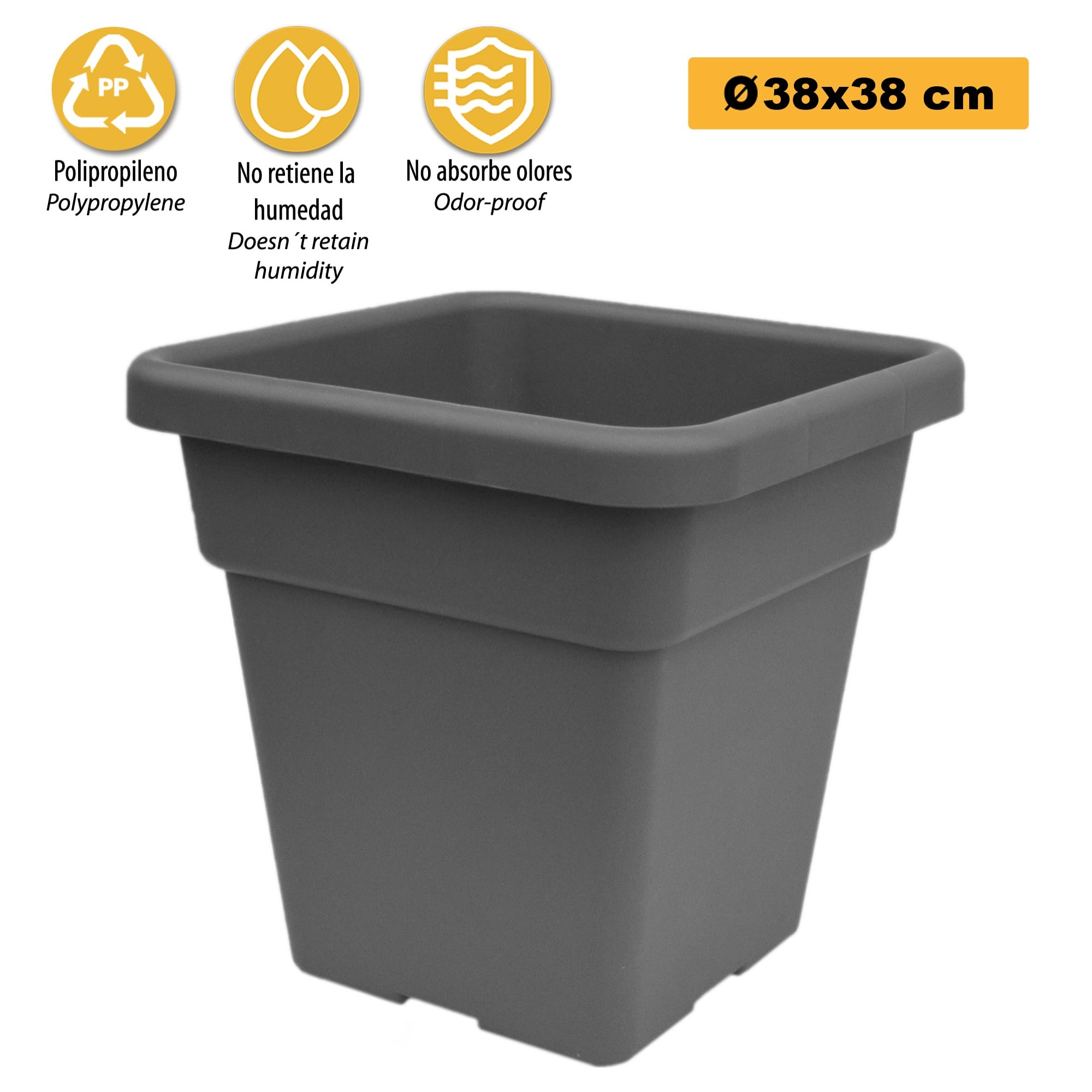 Maceta Quadro Vulcano de 32L Zanvic gris