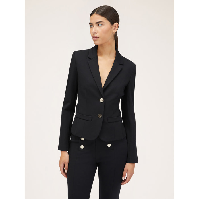 Motivi - Chaqueta de abotonadura simple de punto milano - Negro