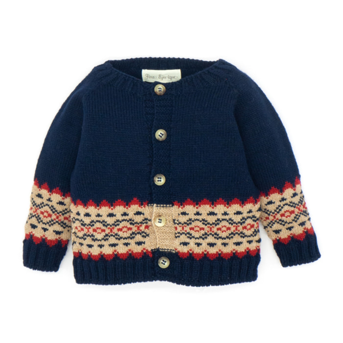 CHAQUETA PUNTO GRECA AZUL MARINO