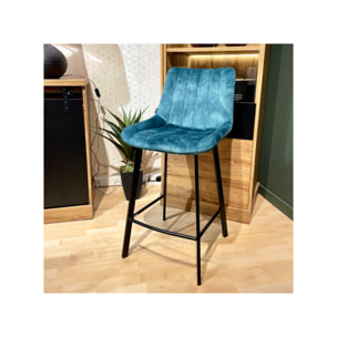 Tabouret de bar rembourré et capitonné en velours - EMMA 2
