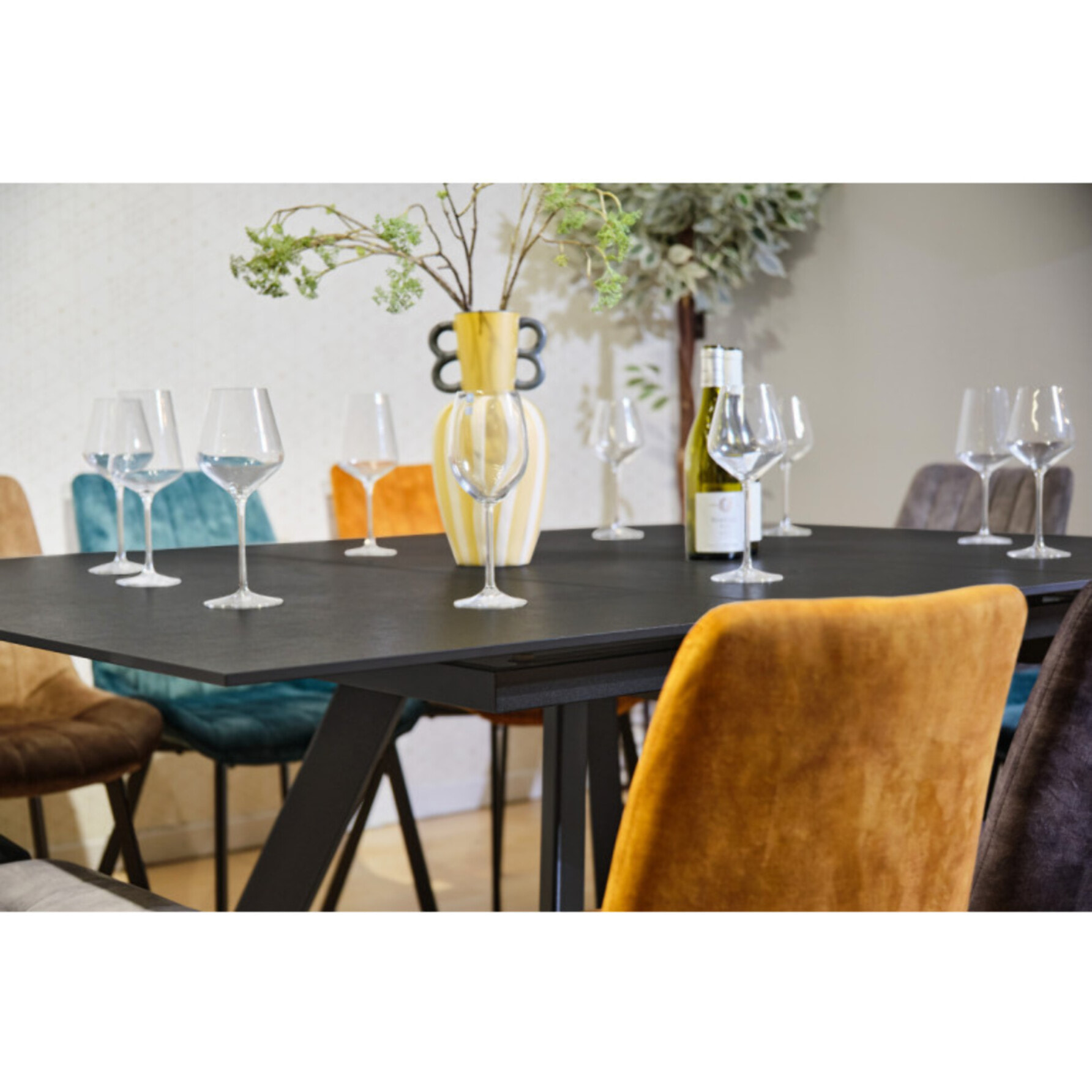 Table carrée en céramique extensible 190x140cm gris - PATRA