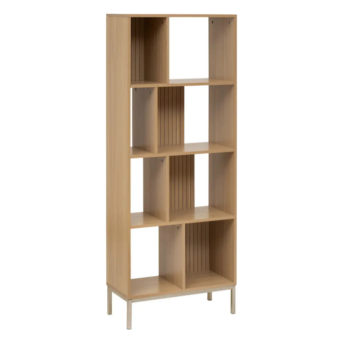 Bibliothèque "Tasso" 8 cases 63x159cm effet bois naturel