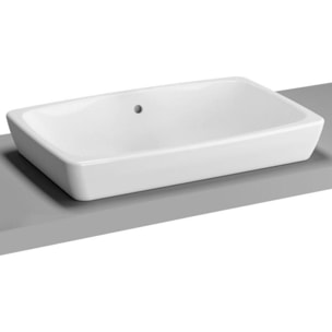 Metropole 60x40x16 cm lavabo en céramique à poser sur plan, sans trou de robinetterie, avec trop-plein, blanc (5668-003-0012)