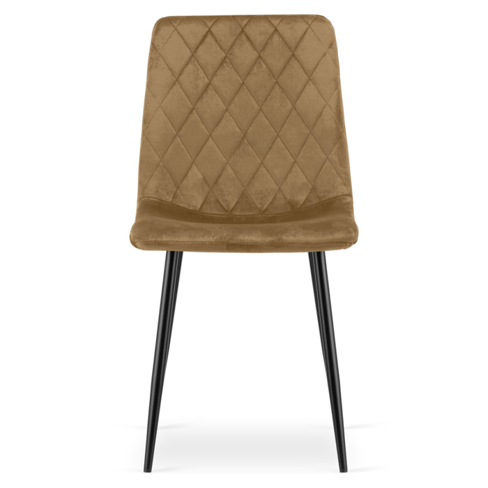Sedia Turin in velluto marrone con gambe nere
