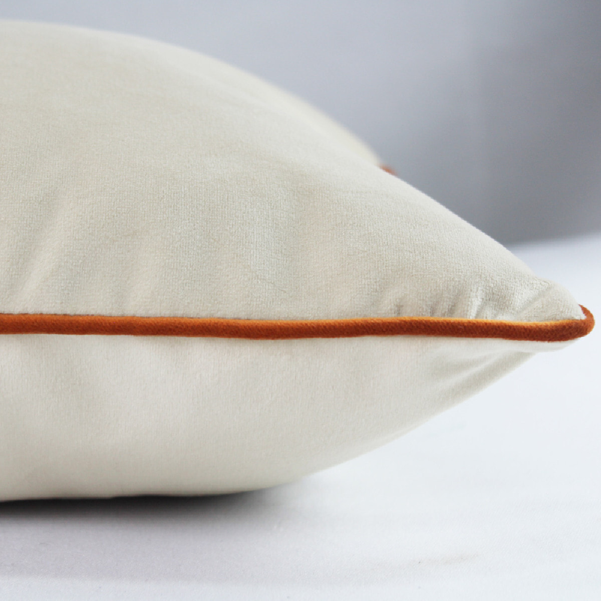 Housse de coussin Velours uni beige-curry