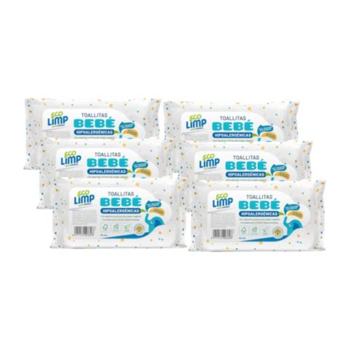 Pack 6x Toallitas Bebé Mimidu ECO 60 Uds
