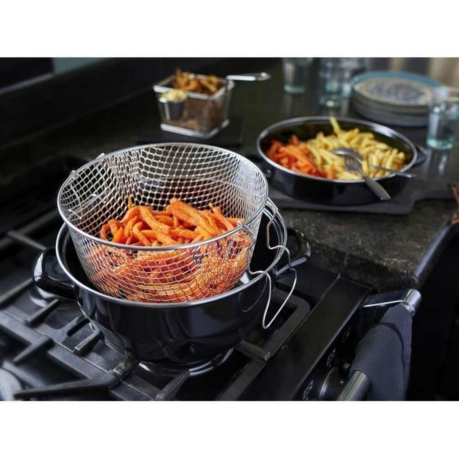 Friteuse BAUMALU email noire avec couvercle