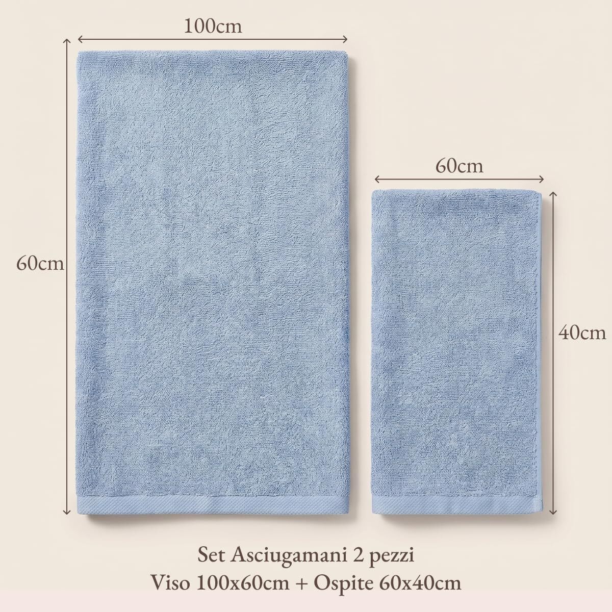 INTRECCI HOME Set Bagno Asciugamani Viso e Ospite, in Puro Cotone 500 g, Morbidezza Extra, Assorbenza Superiore