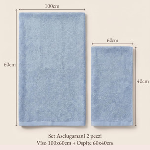 INTRECCI HOME Set Bagno Asciugamani Viso e Ospite, in Puro Cotone 500 g, Morbidezza Extra, Assorbenza Superiore