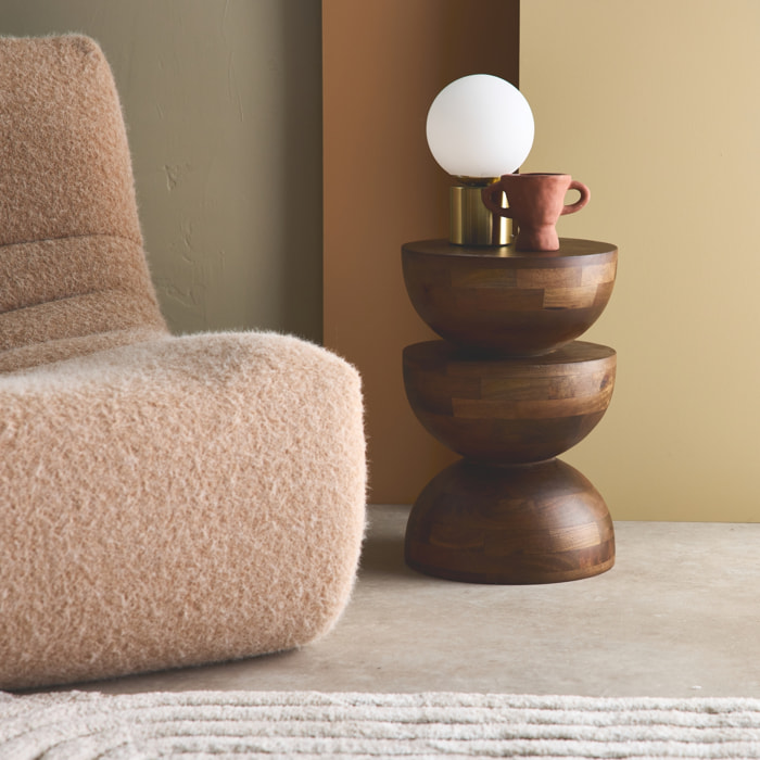Table d'appoint, bout de canapé, table de chevet, tabouret bois de manguier Ø30 x H45cm SITA