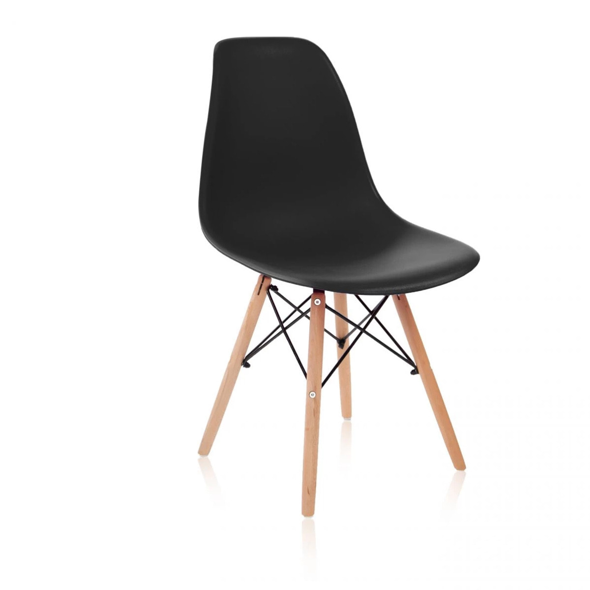 Pack 4 sillas con estructura en madera de haya y base en negro 46 cm Tower Wood Negro