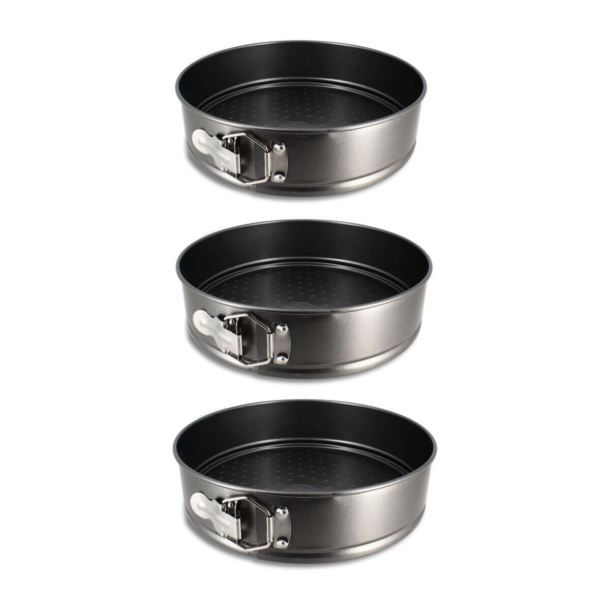 Lot 3 moules à charnières en acier carbone 22, 24 et 26cm AMANDINE