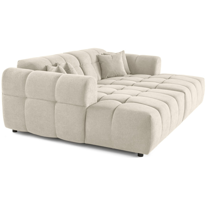 Ray - canapé droit 4 places avec double méridienne - assise profonde - en tissu texturé - Beige