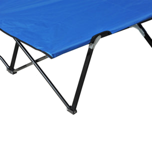Cama de Camping Plegable Cama de Acampada con Bolsa de Transporte y Marco Metálico Carga 136 kg para Playa Senderismo 193x125x40 cm Azul
